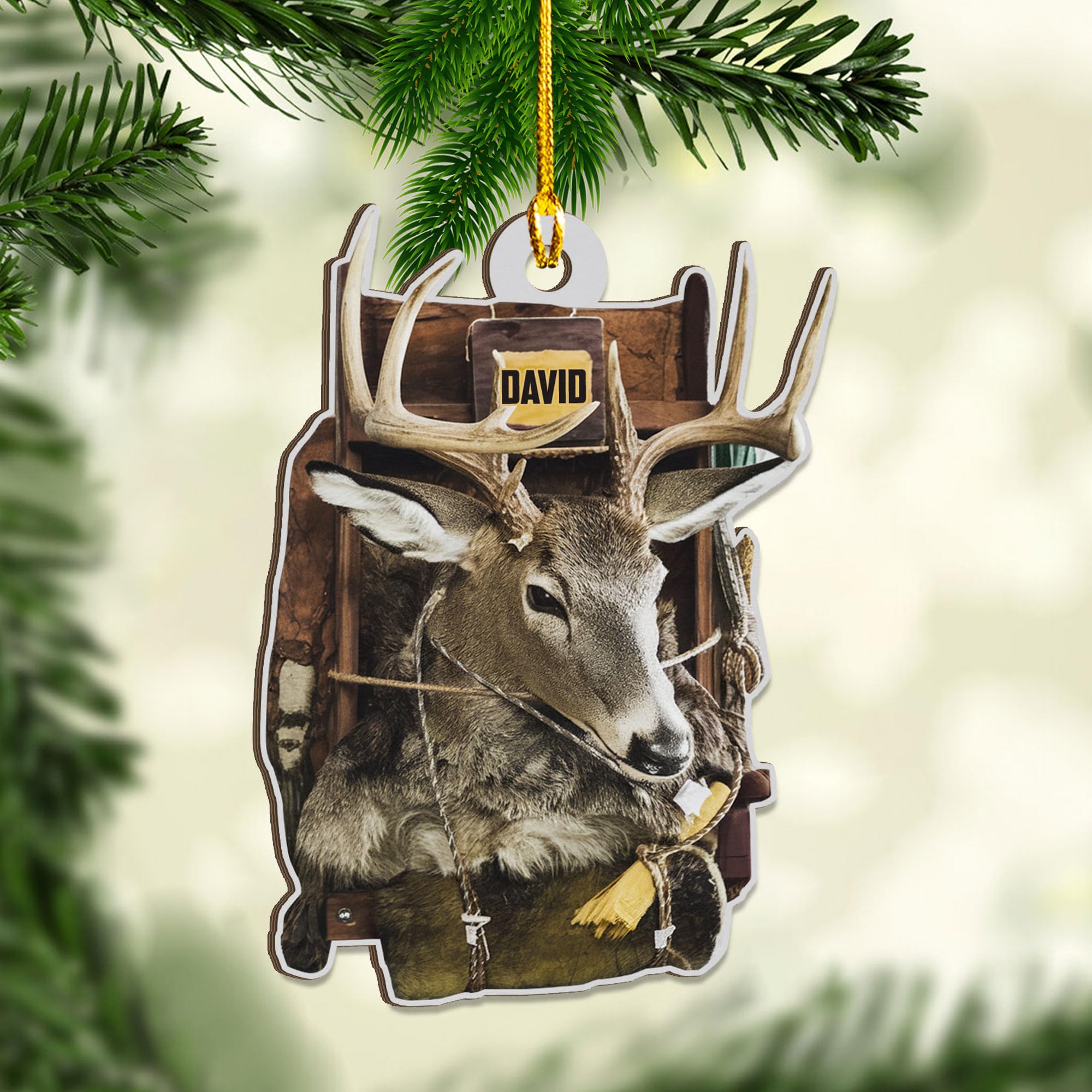 Personalized Hunting Ornaments for Tree 2025 Custom Photo Hunting Christmas Ornaments Log Cabin Ornament Gifts for Him Dad Husband Hunter Tree Decoration Deer Hunter Duck Hunter Lovers Xmas (H12)